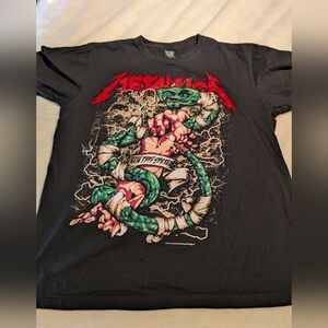 Metallica Men's Black Graphic Tee - Green Snake Design Xl